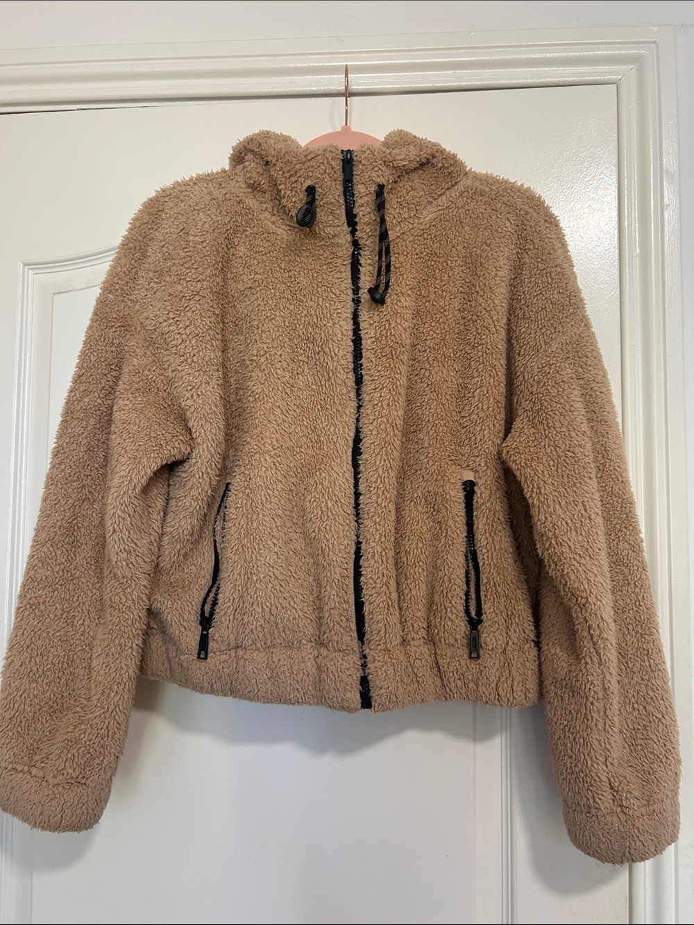 Calvin Klein Camel Teddy Sherpa Zip Hoodie